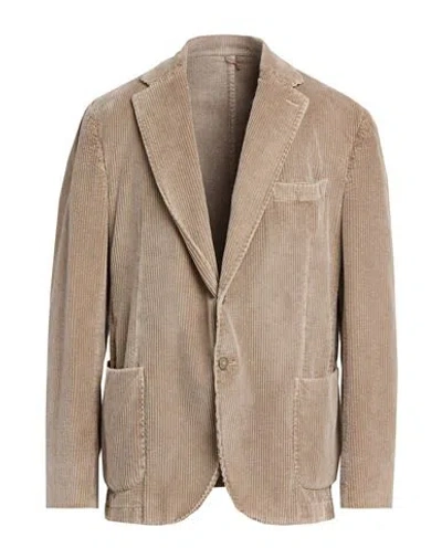 Santaniello Man Blazer Sand Size 46 Cotton In Brown