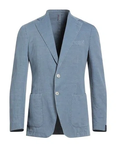 Santaniello Man Blazer Slate Blue Size 38 Cotton, Hemp