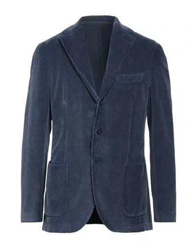 Santaniello Man Blazer Slate Blue Size 42 Cotton