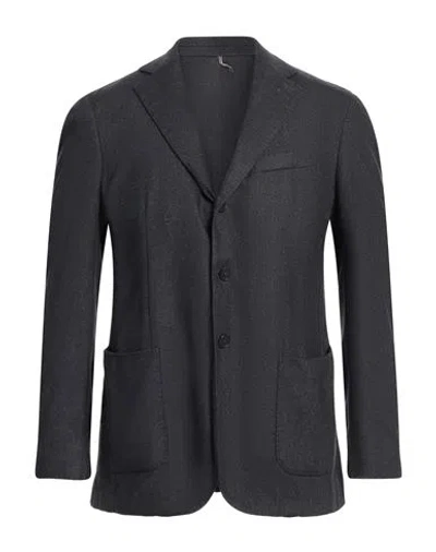 Santaniello Man Blazer Charcoal Size 40 Wool, Polyester In Grey