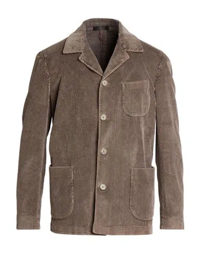 Santaniello Man Blazer Taupe Size 38 Cotton In Gray