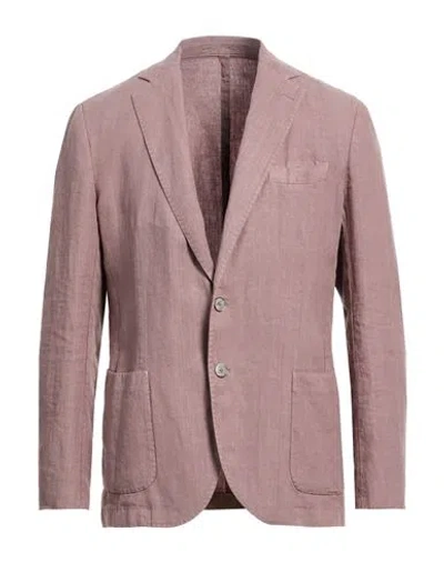 Santaniello Man Blazer Taupe Size 42 Linen In Brown