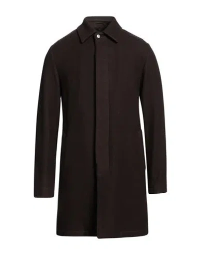 Santaniello Man Coat Dark Brown Size 42 Wool, Polyamide