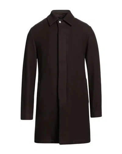 Santaniello Man Coat Dark Brown Size 38 Wool, Polyamide In Brown