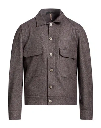 Santaniello Man Jacket Chocolate Brown Size 38 Wool In Purple