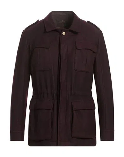 Santaniello Man Jacket Dark Purple Size 42 Wool, Polyester