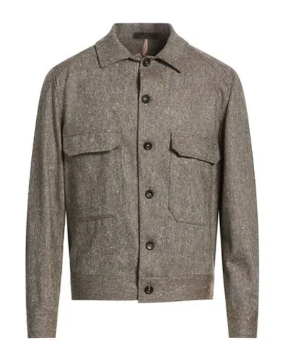 Santaniello Man Jacket Grey Size 40 Wool In Brown