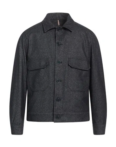 Santaniello Man Jacket Navy Size 40 Cotton, Wool, Polyamide, Cashmere, Elastane In Navy Blue
