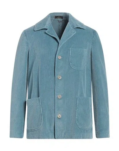 Santaniello Man Jacket Pastel Blue Size 40 Cotton