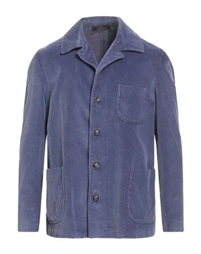 Santaniello Man Jacket Purple Size 40 Cotton In Blue
