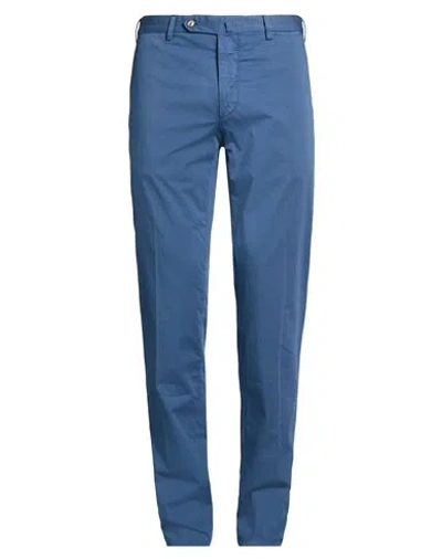 Santaniello Man Pants Blue Size 34 Cotton, Elastane