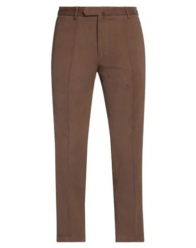 Santaniello Man Pants Brown Size 38 Cotton, Elastane