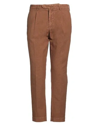 Santaniello Man Pants Brown Size 40 Cotton, Linen