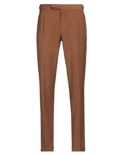 Santaniello Man Pants Camel Size 30 Polyester, Wool, Elastane In Brown