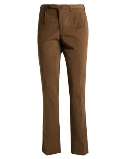 Santaniello Man Pants Camel Size 34 Cotton, Elastane In Multi