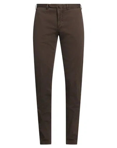 Santaniello Man Pants Dark Brown Size 30 Cotton, Elastane