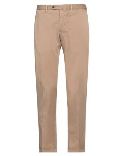 Santaniello Man Pants Light Brown Size 40 Cotton, Elastane In Beige
