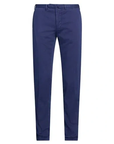 Santaniello Man Pants Navy Size 30 Cotton, Elastane In Blue