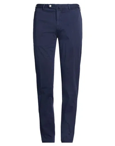 Santaniello Man Pants Navy Size 34 Cotton, Elastane In Blue