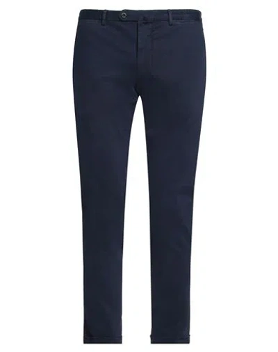 Santaniello Man Pants Navy Size 36 Cotton, Elastane In Blue