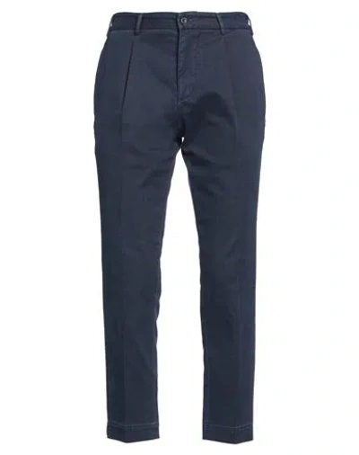 Santaniello Man Pants Navy Size 38 Cotton, Elastane