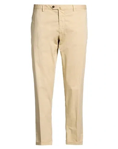 Santaniello Man Pants Pastel Yellow Size 46 Cotton, Elastane In Nude