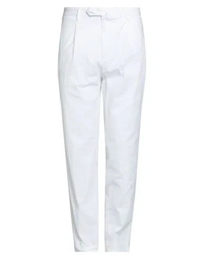 Santaniello Man Pants White Size 36 Cotton, Elastane