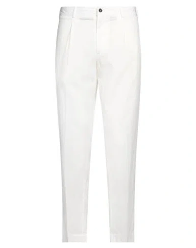 Santaniello Man Pants White Size 38 Cotton, Elastane