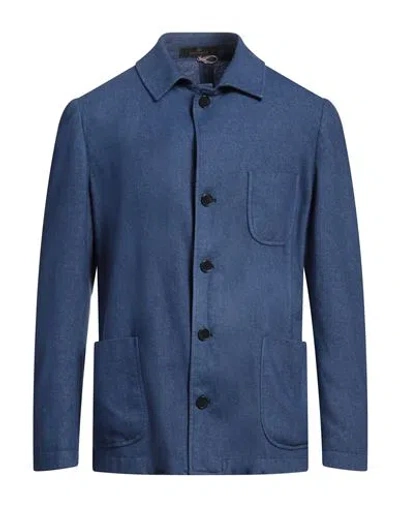 Santaniello Man Jacket Blue Size 40 Wool, Polyester
