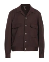 Santaniello Man Jacket Chocolate Brown Size 46 Polyester, Wool, Elastane