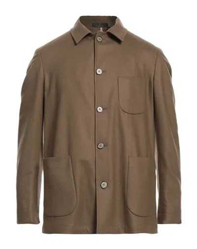Santaniello Man Shirt Khaki Size 38 Wool, Polyacrylic, Cashmere, Elastane