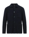 Santaniello Man Shirt Midnight Blue Size 40 Wool, Polyamide, Elastane In Black