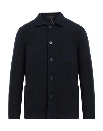 Santaniello Man Shirt Midnight Blue Size 40 Wool, Polyamide, Elastane In Black