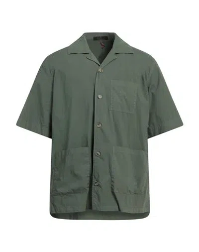 Santaniello Man Shirt Military Green Size 44 Cotton, Elastane