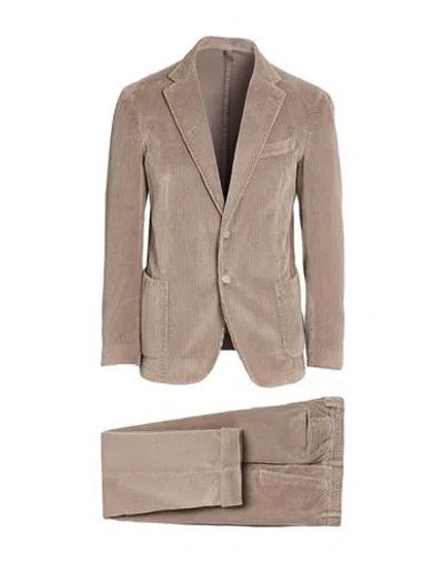 Santaniello Man Suit Beige Size 42 Cotton In Neutral