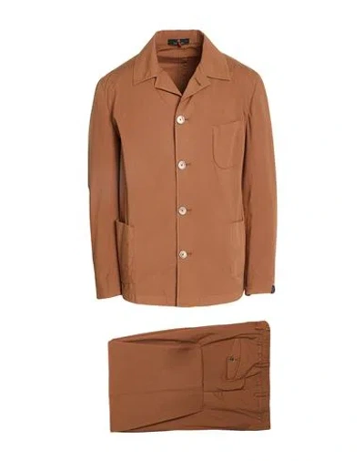 Santaniello Man Suit Brown Size 44 Cotton, Elastane