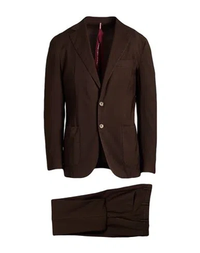Santaniello Man Suit Chocolate Brown Size 38 Wool