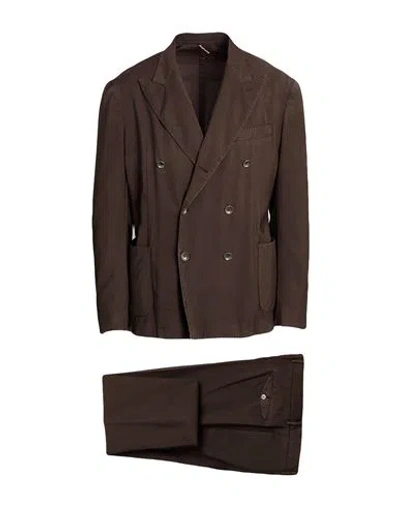 Santaniello Man Suit Dark Brown Size 44 Wool