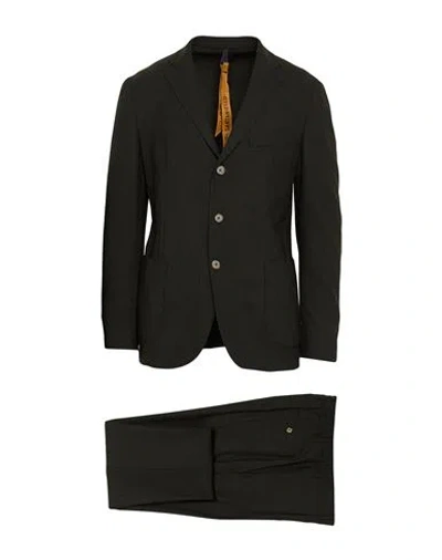 Santaniello Man Suit Dark Green Size 42 Wool, Polyester, Elastane In Black