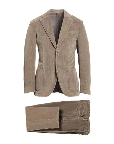 Santaniello Man Suit Khaki Size 36 Cotton In Beige