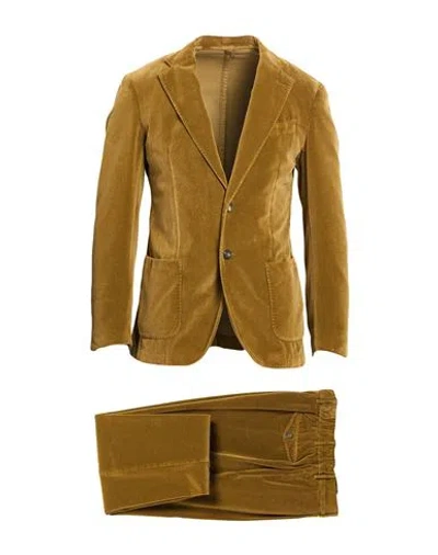 Santaniello Man Suit Khaki Size 38 Cotton In Brown