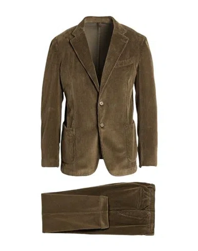 Santaniello Man Suit Khaki Size 40 Cotton In Green