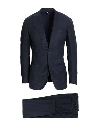 Santaniello Man Suit Midnight Blue Size 40 Wool In Yellow