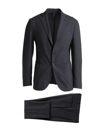 Santaniello Man Suit Midnight Blue Size 42 Wool, Polyester, Elastane In Black