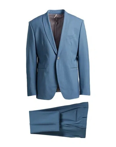 Santaniello Man Suit Pastel Blue Size 46 Wool
