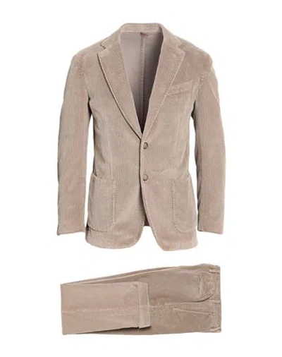 Santaniello Man Suit Taupe Size 36 Cotton In Neutral