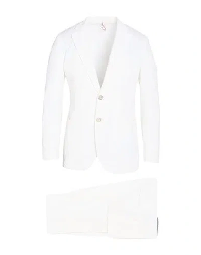 Santaniello Man Suit White Size 38 Cotton, Linen