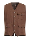 Santaniello Man Tailored Vest Brown Size 44 Wool, Polyamide, Polyester In Brown
