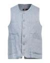Santaniello Man Tailored Vest Light Blue Size 42 Linen In Blue