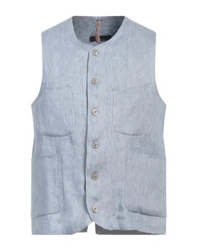 Santaniello Man Tailored Vest Light Blue Size 42 Linen